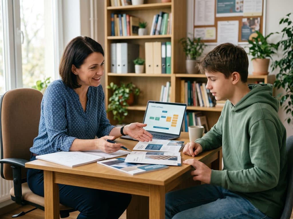 Psicopedagoga en Ferrol orientando el futuro académico y vocacional de un joven